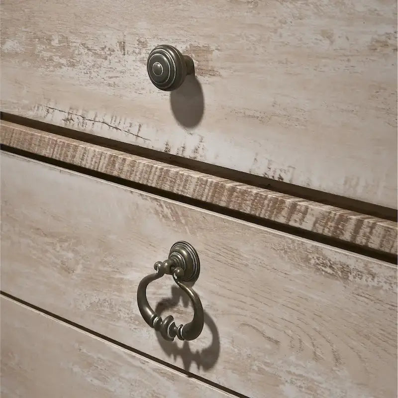 Set da camera da letto King 6 pezzi contemporaneo – Finitura in legno sbiancato