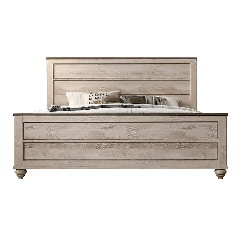 Set da camera da letto King 6 pezzi contemporaneo – Finitura in legno sbiancato