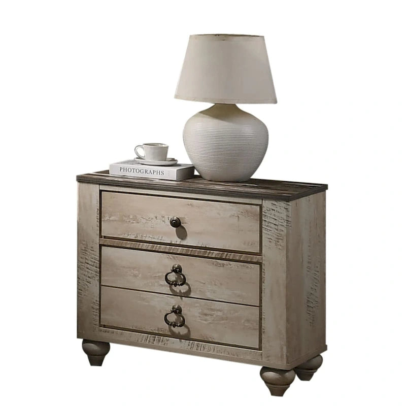 Set da camera da letto King 6 pezzi contemporaneo – Finitura in legno sbiancato