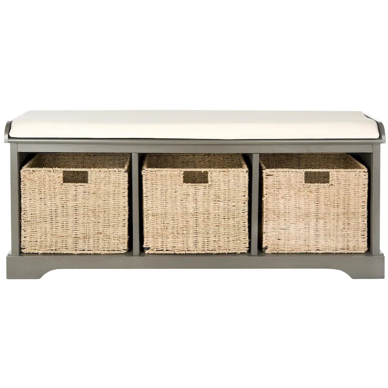 Panca contenitore SAFAVIEH Eola grigio/bianco - 47 x 16,1 x 19,9 - 47Lx16Px20H