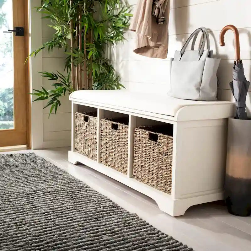Panca contenitore SAFAVIEH Eola grigio/bianco - 47 x 16,1 x 19,9 - 47Lx16Px20H