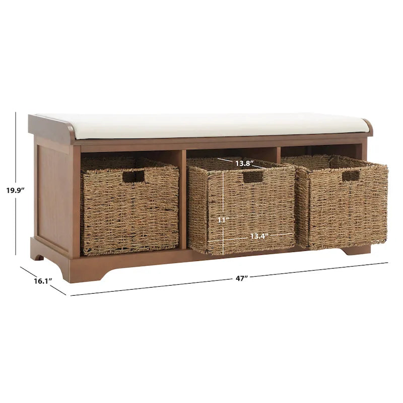 Panca contenitore SAFAVIEH Eola grigio/bianco - 47 x 16,1 x 19,9 - 47Lx16Px20H
