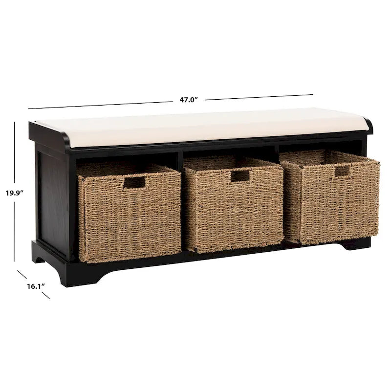 Panca contenitore SAFAVIEH Eola grigio/bianco - 47 x 16,1 x 19,9 - 47Lx16Px20H