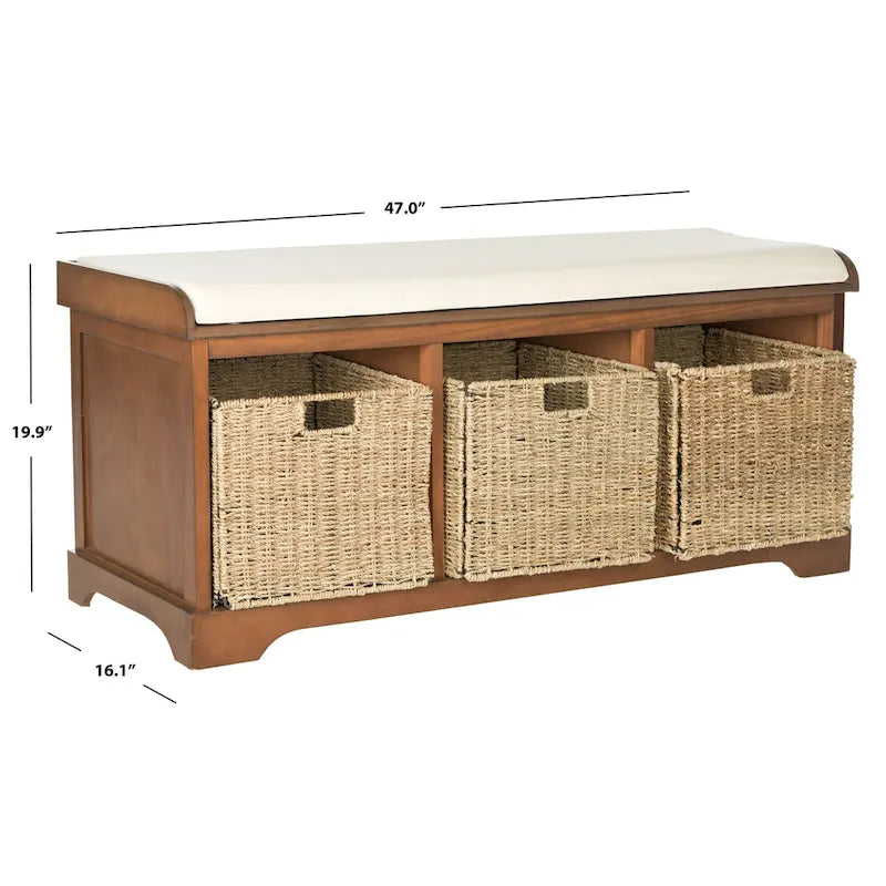 Panca contenitore SAFAVIEH Eola grigio/bianco - 47 x 16,1 x 19,9 - 47Lx16Px20H