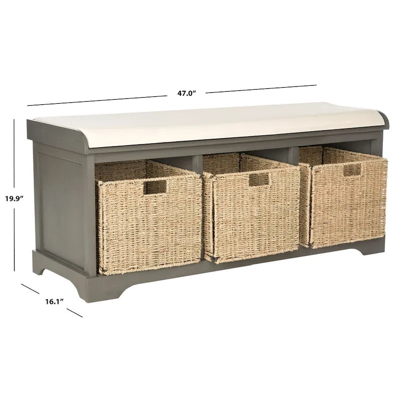 Panca contenitore SAFAVIEH Eola grigio/bianco - 47 x 16,1 x 19,9 - 47Lx16Px20H