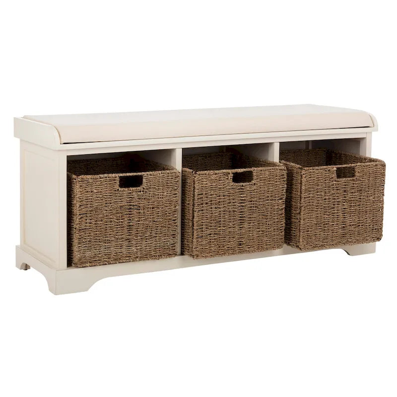 Panca contenitore SAFAVIEH Eola grigio/bianco - 47 x 16,1 x 19,9 - 47Lx16Px20H