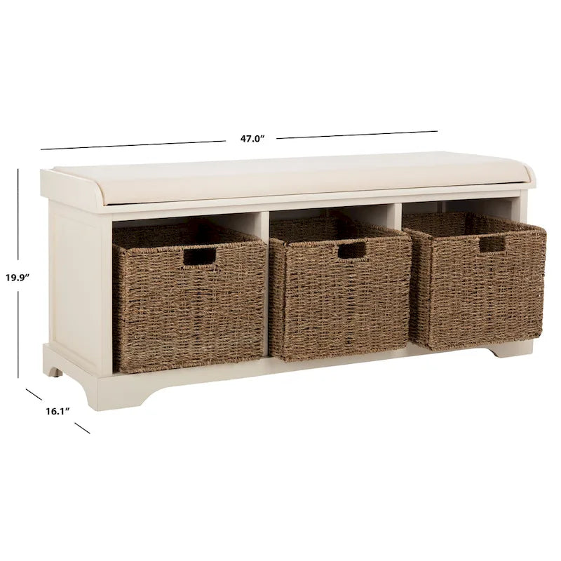 Panca contenitore SAFAVIEH Eola grigio/bianco - 47 x 16,1 x 19,9 - 47Lx16Px20H