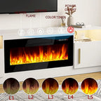 Mobile porta TV da 70 pollici con camino elettrico da 36 pollici – Centro di intrattenimento a LED a 16 colori