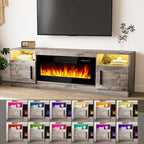 Mobile porta TV da 70 pollici con camino elettrico da 36 pollici – Centro di intrattenimento a LED a 16 colori
