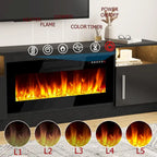 Mobile porta TV da 70 pollici con camino elettrico da 36 pollici – Centro di intrattenimento a LED a 16 colori