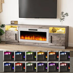 Mobile porta TV da 70 pollici con camino elettrico da 36 pollici – Centro di intrattenimento a LED a 16 colori