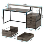 Scrivania per computer da 63" con supporto per monitor, scrivanie ergonomiche da ufficio con cassetti e schedario