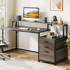 Scrivania per computer da 63" con supporto per monitor, scrivanie ergonomiche da ufficio con cassetti e schedario