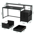Scrivania per computer da 63" con supporto per monitor, scrivanie ergonomiche da ufficio con cassetti e schedario