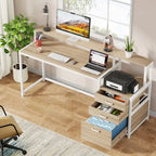 Scrivania per computer da 63" con supporto per monitor, scrivanie ergonomiche da ufficio con cassetti e schedario