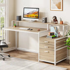 Scrivania per computer da 63" con supporto per monitor, scrivanie ergonomiche da ufficio con cassetti e schedario