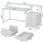 Scrivania per computer da 63" con supporto per monitor, scrivanie ergonomiche da ufficio con cassetti e schedario