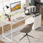 Scrivania per computer da 63" con supporto per monitor, scrivanie ergonomiche da ufficio con cassetti e schedario