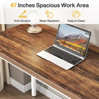 Scrivania da computer da 47 pollici con 5 cassetti, scrivania in legno e metallo per studio e soggiorno