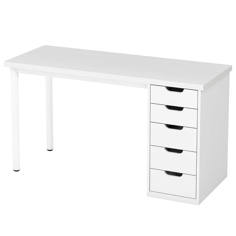 Scrivania da computer da 47 pollici con 5 cassetti, scrivania in legno e metallo per studio e soggiorno