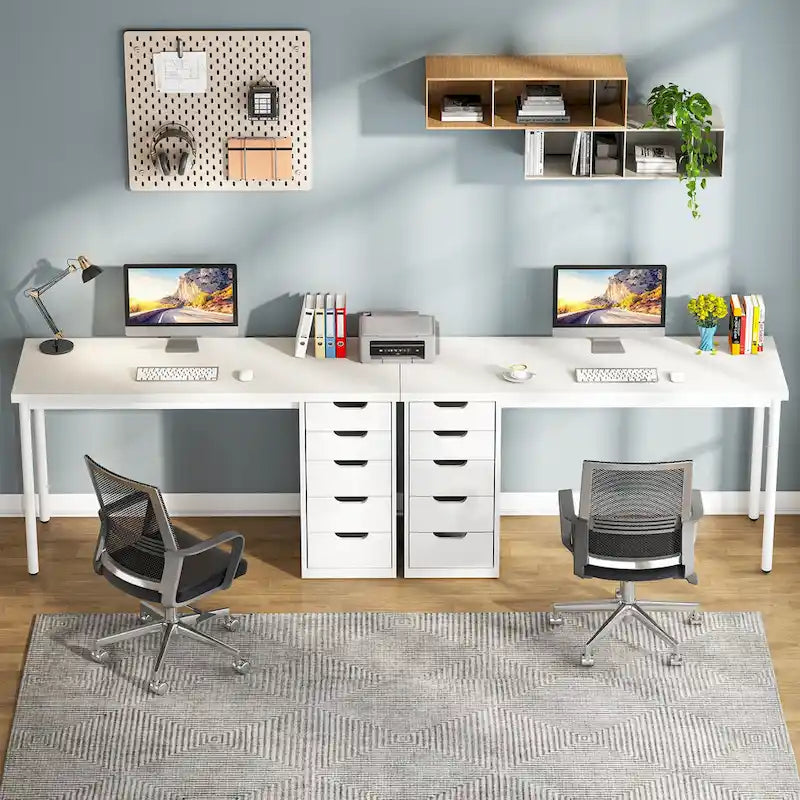 Scrivania da computer da 47 pollici con 5 cassetti, scrivania in legno e metallo per studio e soggiorno