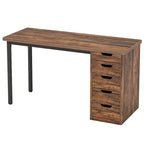 Scrivania da computer da 47 pollici con 5 cassetti, scrivania in legno e metallo per studio e soggiorno