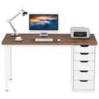 Scrivania da computer da 47 pollici con 5 cassetti, scrivania in legno e metallo per studio e soggiorno