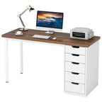 Scrivania da computer da 47 pollici con 5 cassetti, scrivania in legno e metallo per studio e soggiorno