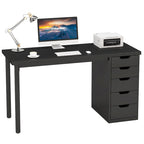 Scrivania da computer da 47 pollici con 5 cassetti, scrivania in legno e metallo per studio e soggiorno