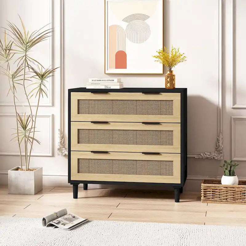Cassettiera in rattan a 3 cassetti