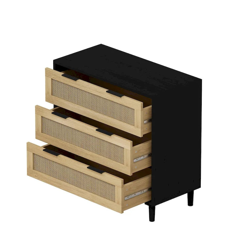 Cassettiera in rattan a 3 cassetti