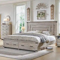 Struttura letto matrimoniale in stile rustico con testiera alta 137 cm e 2 ampi cassetti