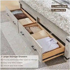 Struttura letto matrimoniale in stile rustico con testiera alta 137 cm e 2 ampi cassetti