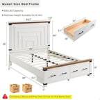 Struttura letto matrimoniale in stile rustico con testiera alta 137 cm e 2 ampi cassetti