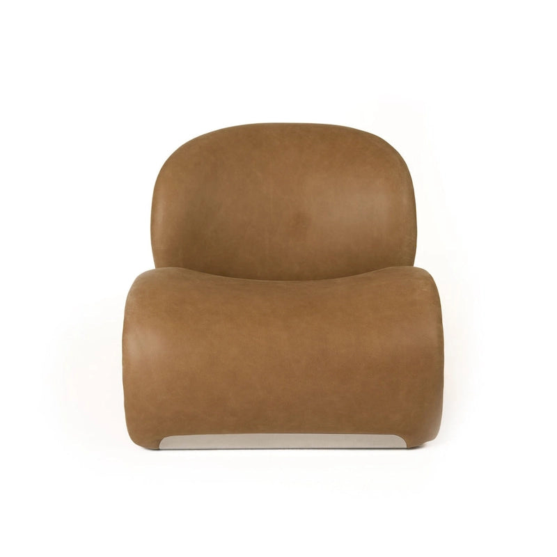 Poltrona moderna in pelle marrone – Sedia a sdraio Mid-Century per soggiorno