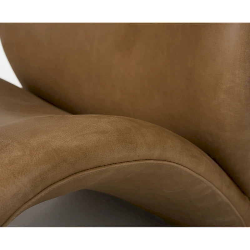 Poltrona moderna in pelle marrone – Sedia a sdraio Mid-Century per soggiorno