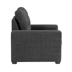 Poltrona Cliff da 37 pollici, pouf estraibile, poliestere grigio scuro, legno espresso