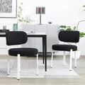 Sedia da pranzo moderna imbottita in Boucle con gambe in metallo bianco – Set da 2