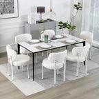Sedia da pranzo moderna imbottita in Boucle con gambe in metallo bianco – Set da 2