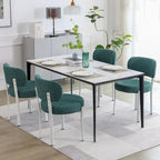 Sedia da pranzo moderna imbottita in Boucle con gambe in metallo bianco – Set da 2