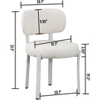 Sedia da pranzo moderna imbottita in Boucle con gambe in metallo bianco – Set da 2
