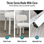Sedia da pranzo moderna imbottita in Boucle con gambe in metallo bianco – Set da 2