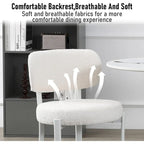 Sedia da pranzo moderna imbottita in Boucle con gambe in metallo bianco – Set da 2