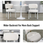 Sedia da pranzo moderna imbottita in Boucle con gambe in metallo bianco – Set da 2
