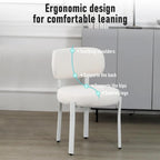 Sedia da pranzo moderna imbottita in Boucle con gambe in metallo bianco – Set da 2