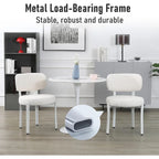 Sedia da pranzo moderna imbottita in Boucle con gambe in metallo bianco – Set da 2