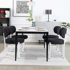 Sedia da pranzo moderna imbottita in Boucle con gambe in metallo bianco – Set da 2