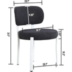 Sedia da pranzo moderna imbottita in Boucle con gambe in metallo bianco – Set da 2