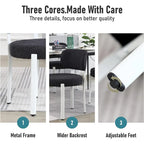 Sedia da pranzo moderna imbottita in Boucle con gambe in metallo bianco – Set da 2