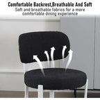 Sedia da pranzo moderna imbottita in Boucle con gambe in metallo bianco – Set da 2